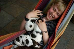 Isaac with Molly's Puppies